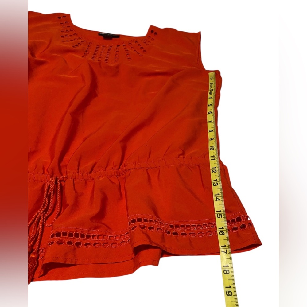 Lane Bryant Top Women’s 16 Eyelet  Sleeveless Drawstring Red Blouse BoHo Comfort - Picture 7 of 15